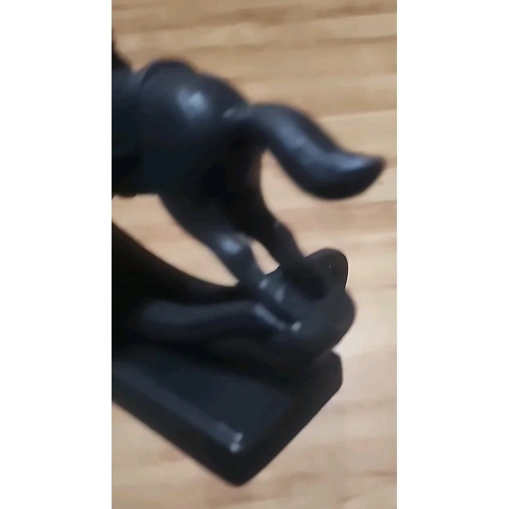 VTG Style Cast Iron Rocking Horse Christmas Stocking Holder Matte Black Heavy‎